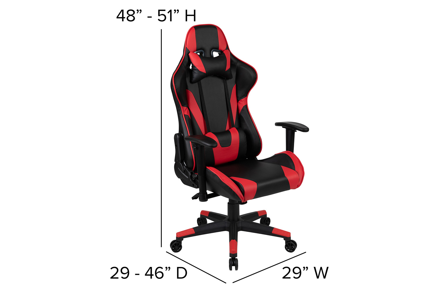 BLNK Optis Black Gaming Desk and Reclining Gaming Chair Set with Cup Holder, Headphone Hook and Monitor/Smartphone Stand - Red