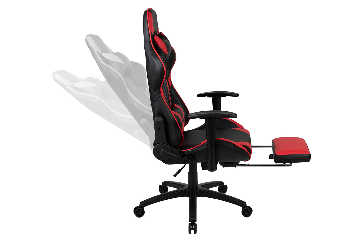 BLNK Optis Black Gaming Desk and Footrest Reclining Gaming Chair Set with Cup Holder, Headphone Hook and 2 Wire Management Holes - Red