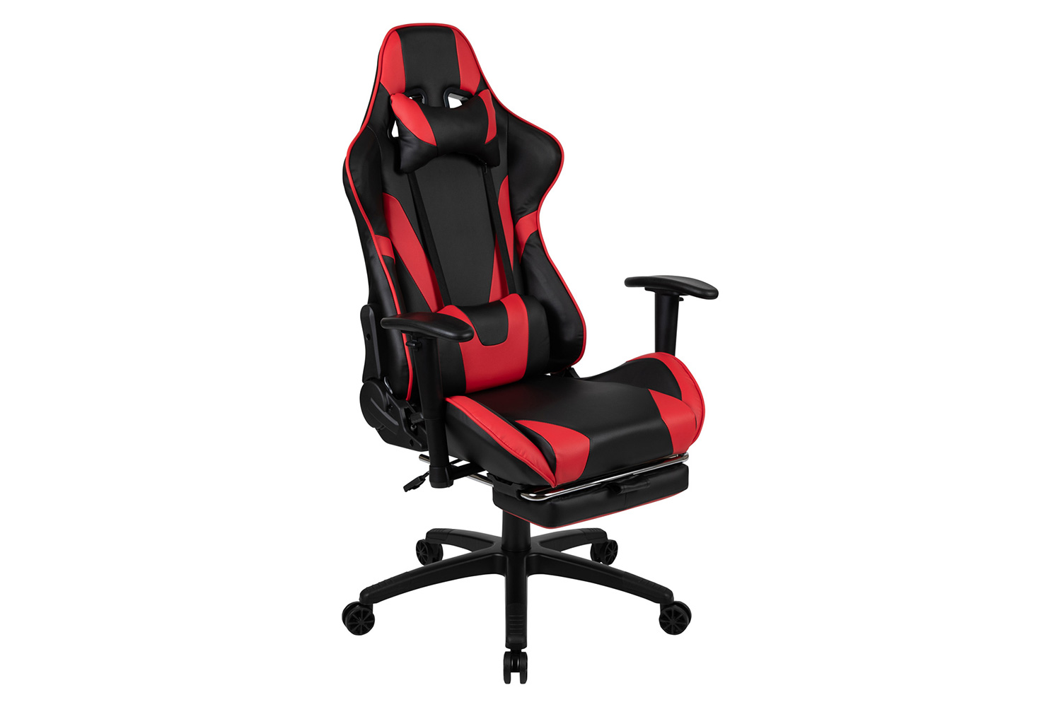 BLNK Optis Red Gaming Desk and Footrest Reclining Gaming Chair Set with Cup Holder and Headphone Hook - Red/Black