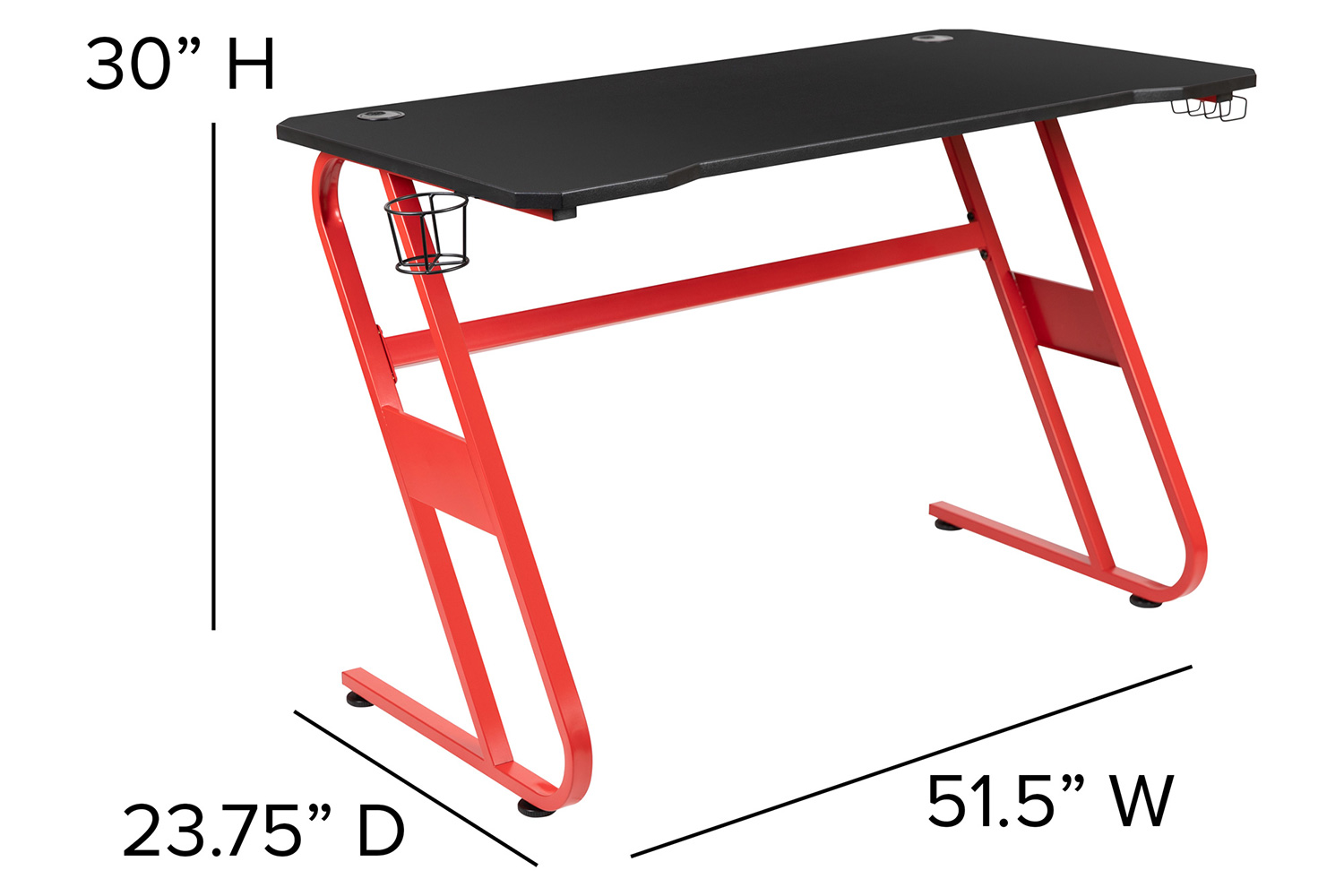 BLNK Optis Red Gaming Desk with Cup Holder/Headphone Hook and Reclining Back/Arms Gaming Chair with Footrest - Red