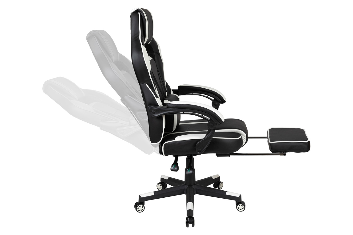 BLNK Optis Red Gaming Desk with Cup Holder/Headphone Hook and Reclining Back/Arms Gaming Chair with Footrest - White