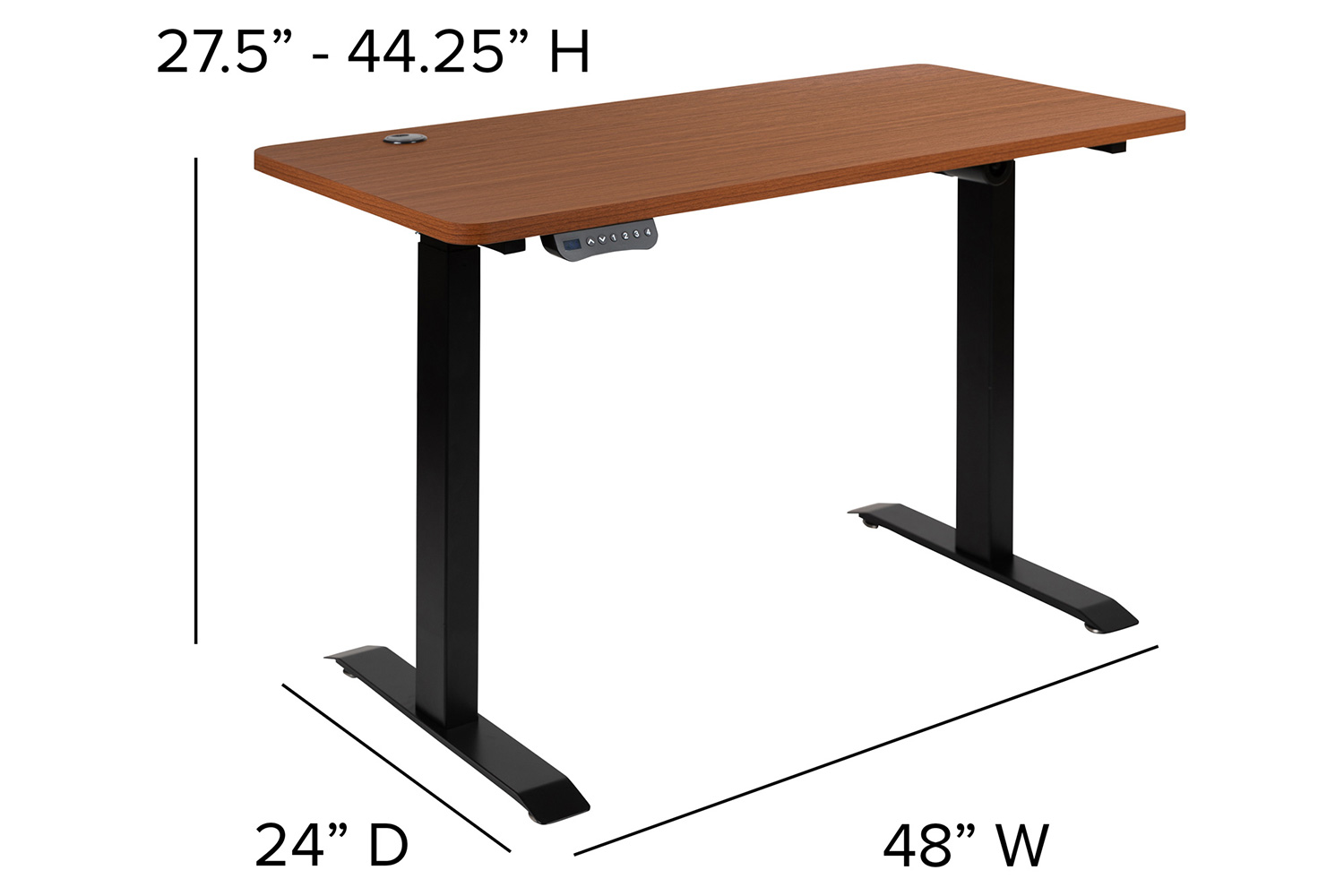 BLNK Regent Electric Height Adjustable Standing Desk with Black Mesh Swivel Ergonomic Task Office Chair - Mahogany