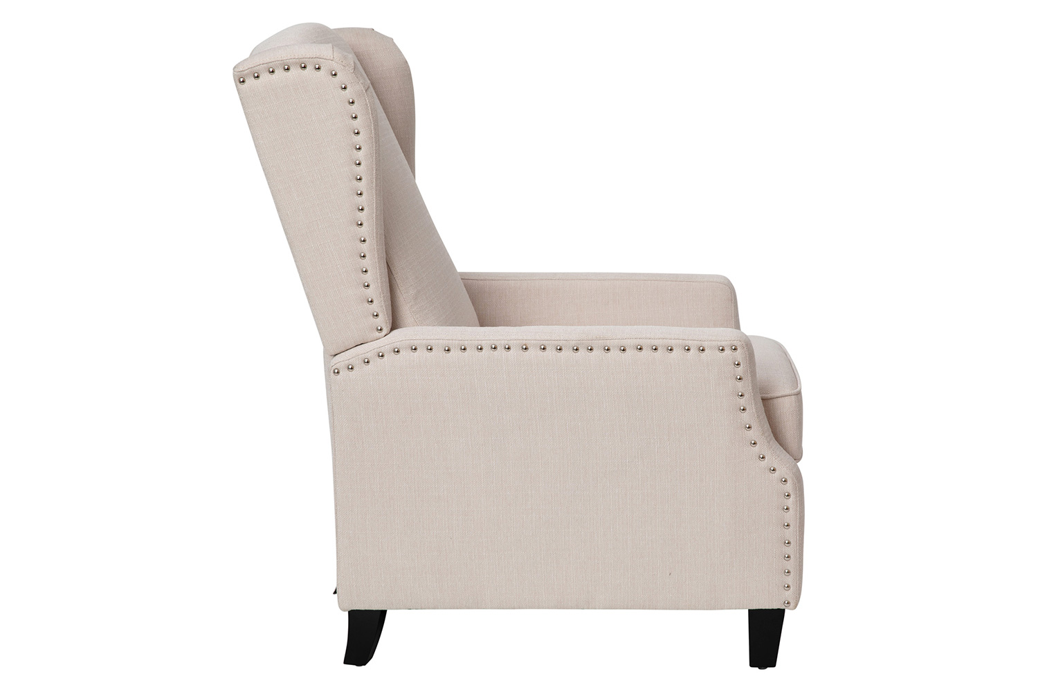 BLNK Prescott Traditional Style Fabric Slim Push Back Recliner Chair with Upholstery-Accent Nail Trim - Cream