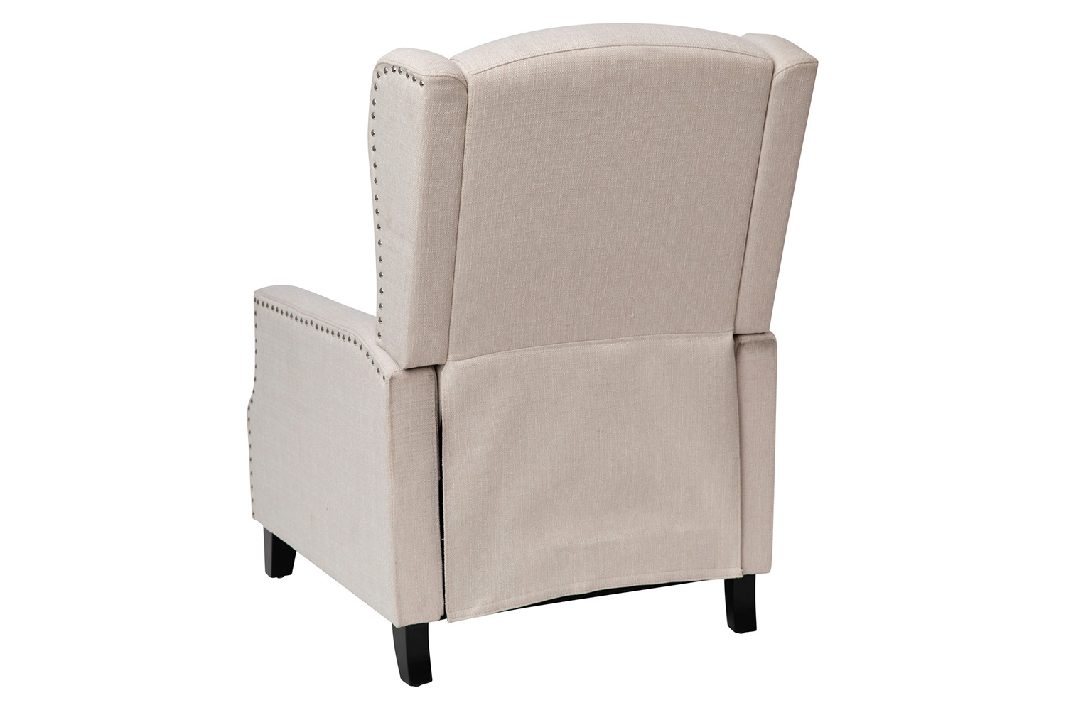 BLNK Prescott Traditional Style Fabric Slim Push Back Recliner Chair with Upholstery-Accent Nail Trim - Cream