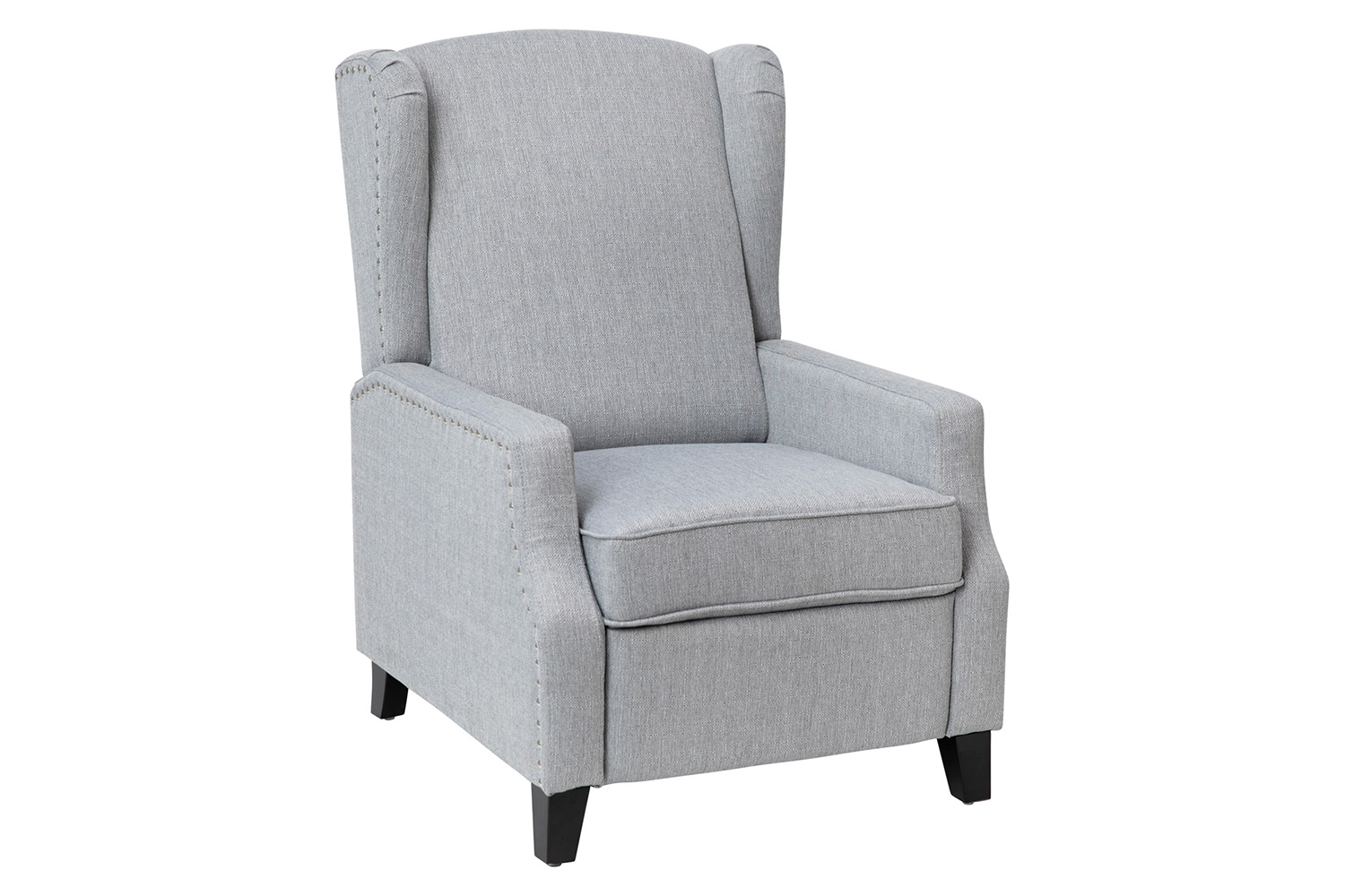 BLNK Prescott Traditional Style Polyester Fabric Slim Push Back Recliner Chair with Accent Nail Trim - Gray