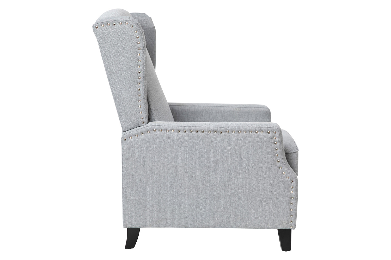 BLNK Prescott Traditional Style Polyester Fabric Slim Push Back Recliner Chair with Accent Nail Trim - Gray