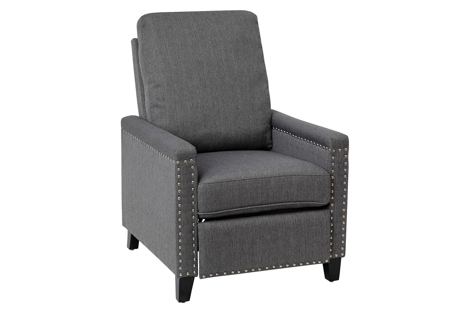 BLNK Carson Transitional Style Fabric Push Back Recliner Chair with Accent Nail Trim - Gray