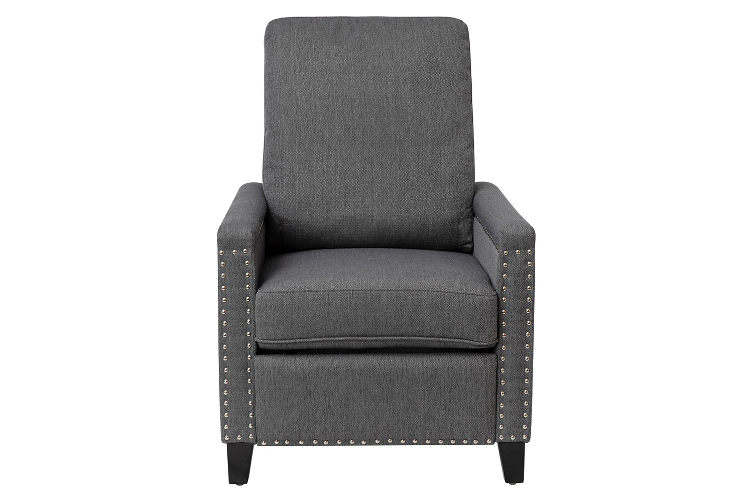 BLNK Carson Transitional Style Fabric Push Back Recliner Chair with Accent Nail Trim - Gray