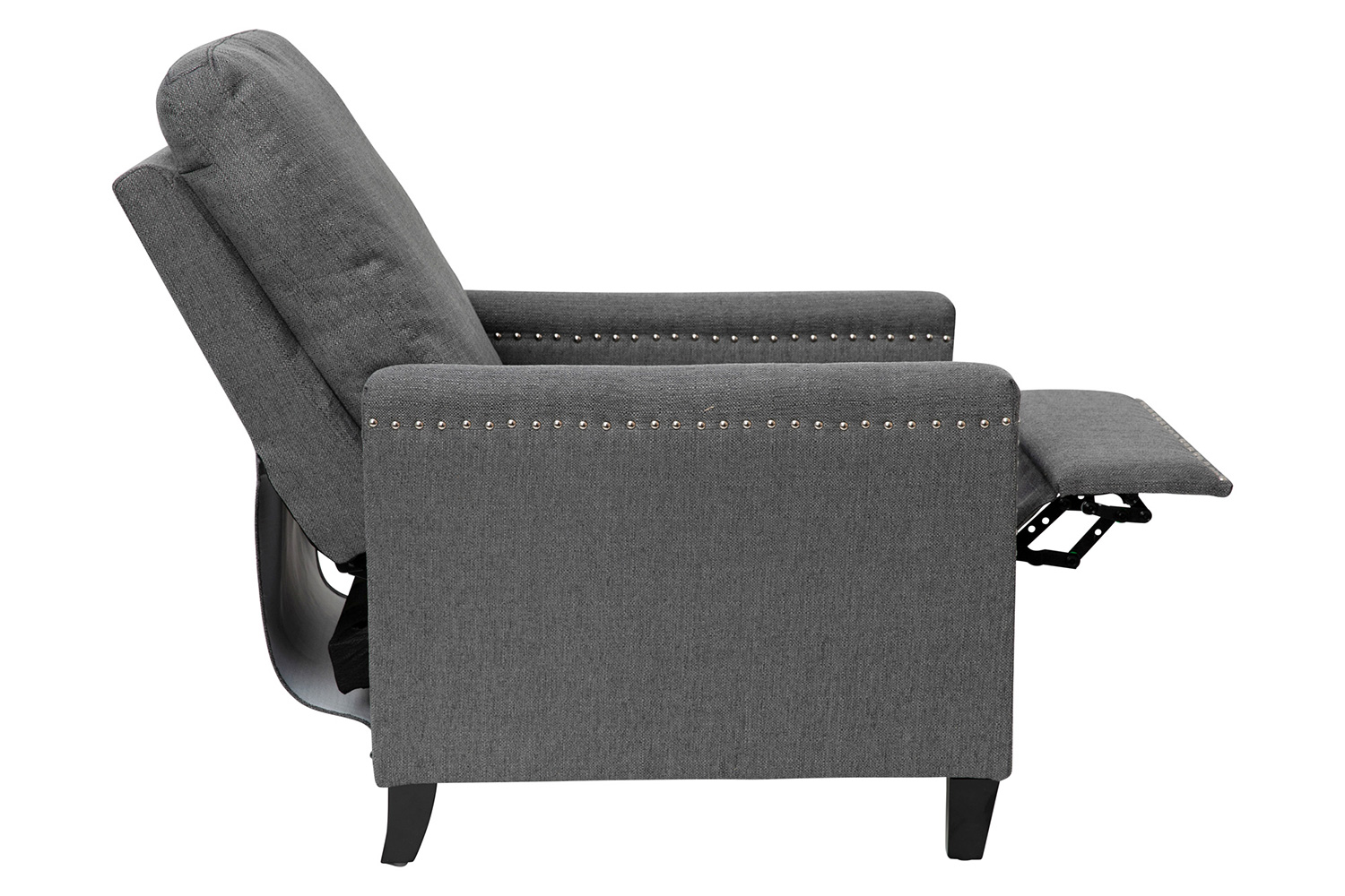 BLNK Carson Transitional Style Fabric Push Back Recliner Chair with Accent Nail Trim - Gray