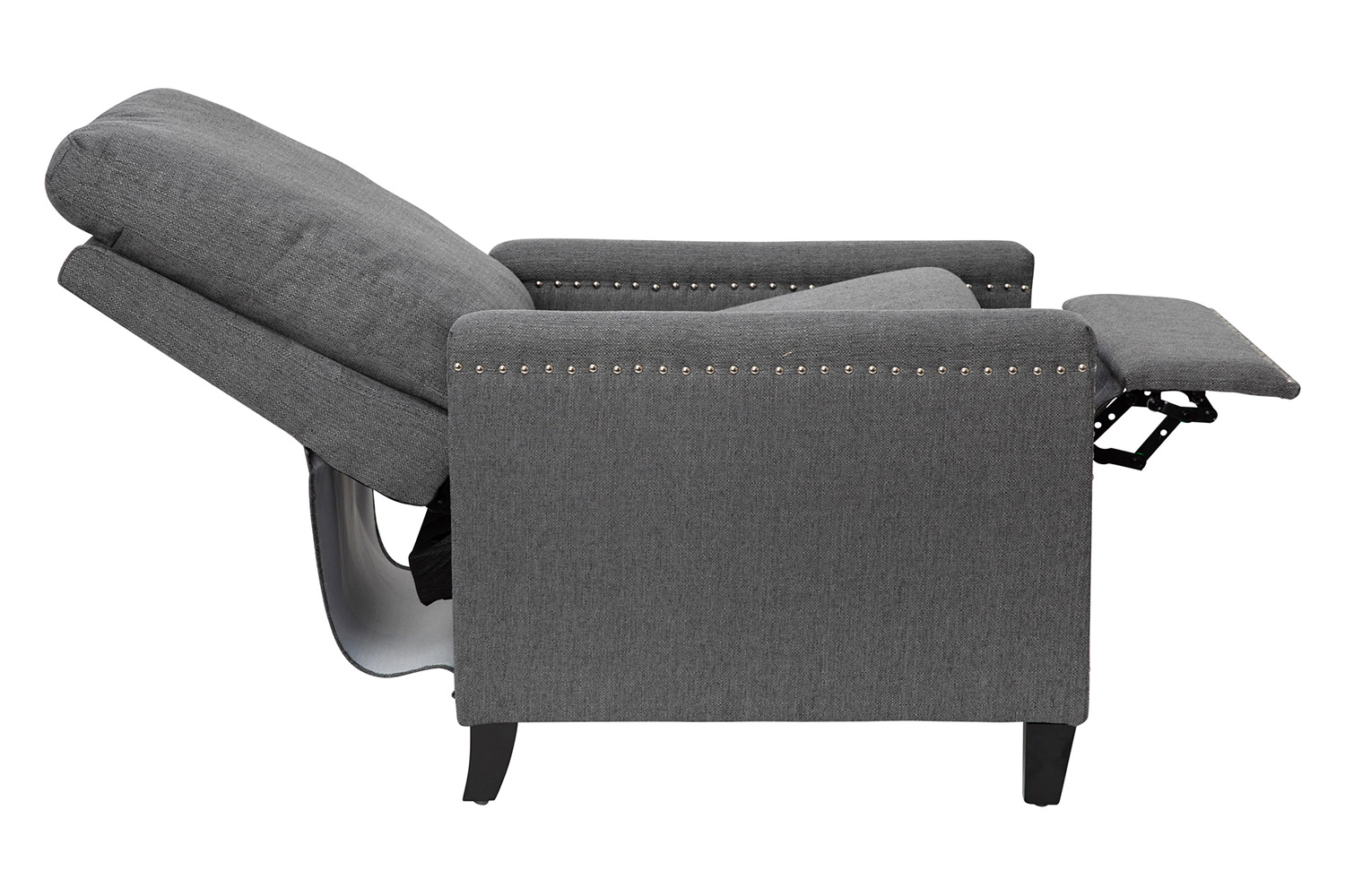 BLNK Carson Transitional Style Fabric Push Back Recliner Chair with Accent Nail Trim - Gray