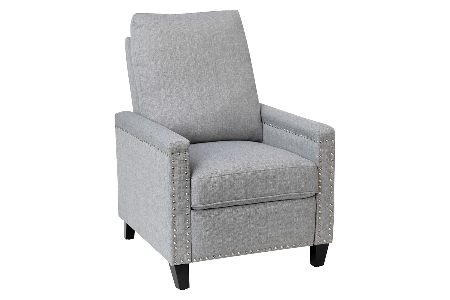 BLNK Carson Transitional Style Fabric Push Back Recliner Chair with Accent Nail Trim - Light Gray