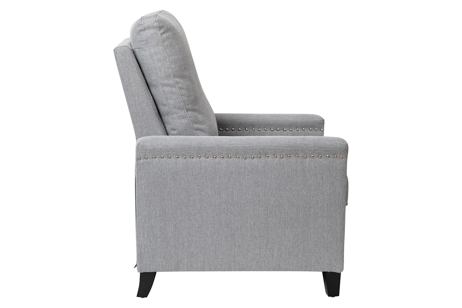 BLNK Carson Transitional Style Fabric Push Back Recliner Chair with Accent Nail Trim - Light Gray