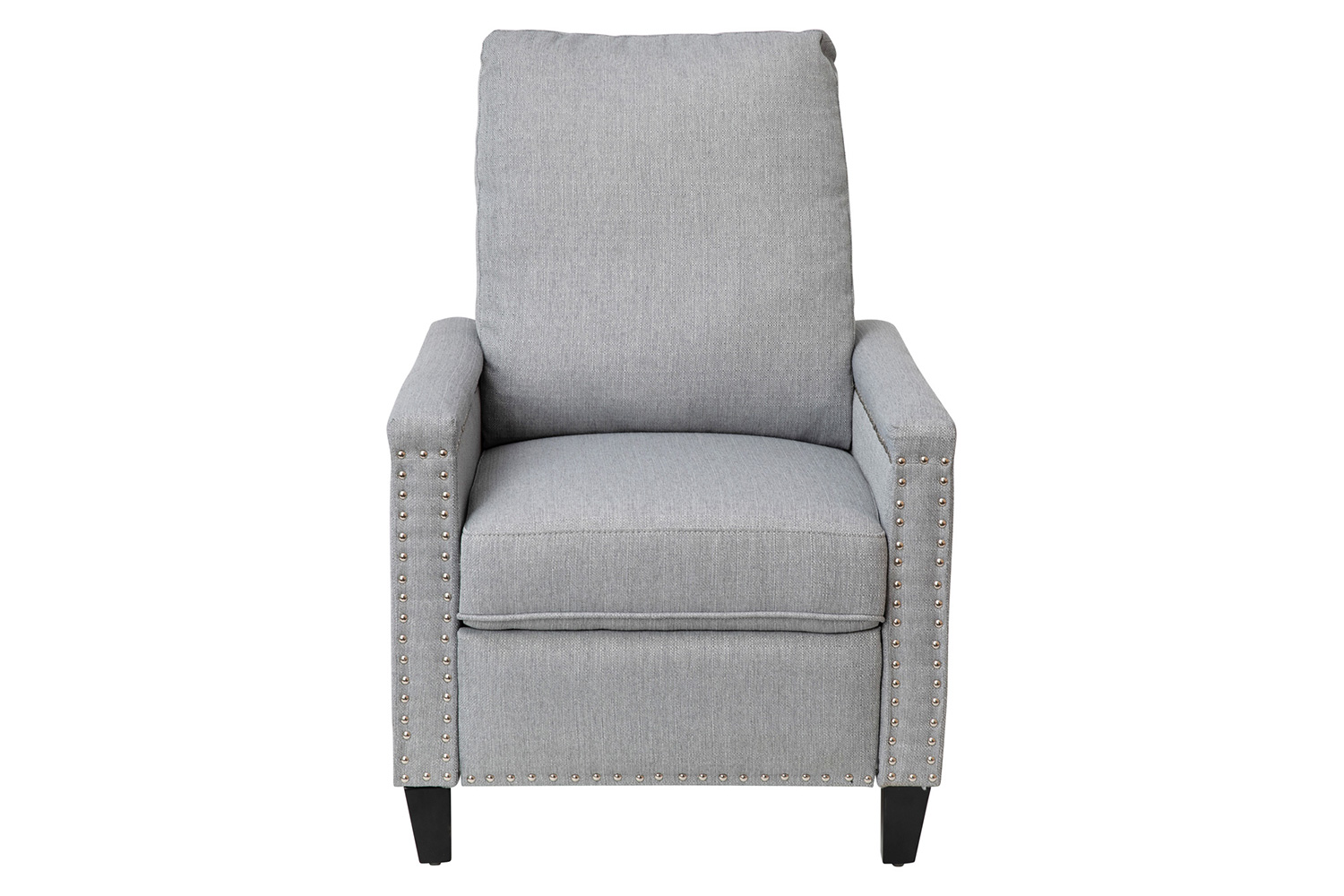 BLNK Carson Transitional Style Fabric Push Back Recliner Chair with Accent Nail Trim - Light Gray