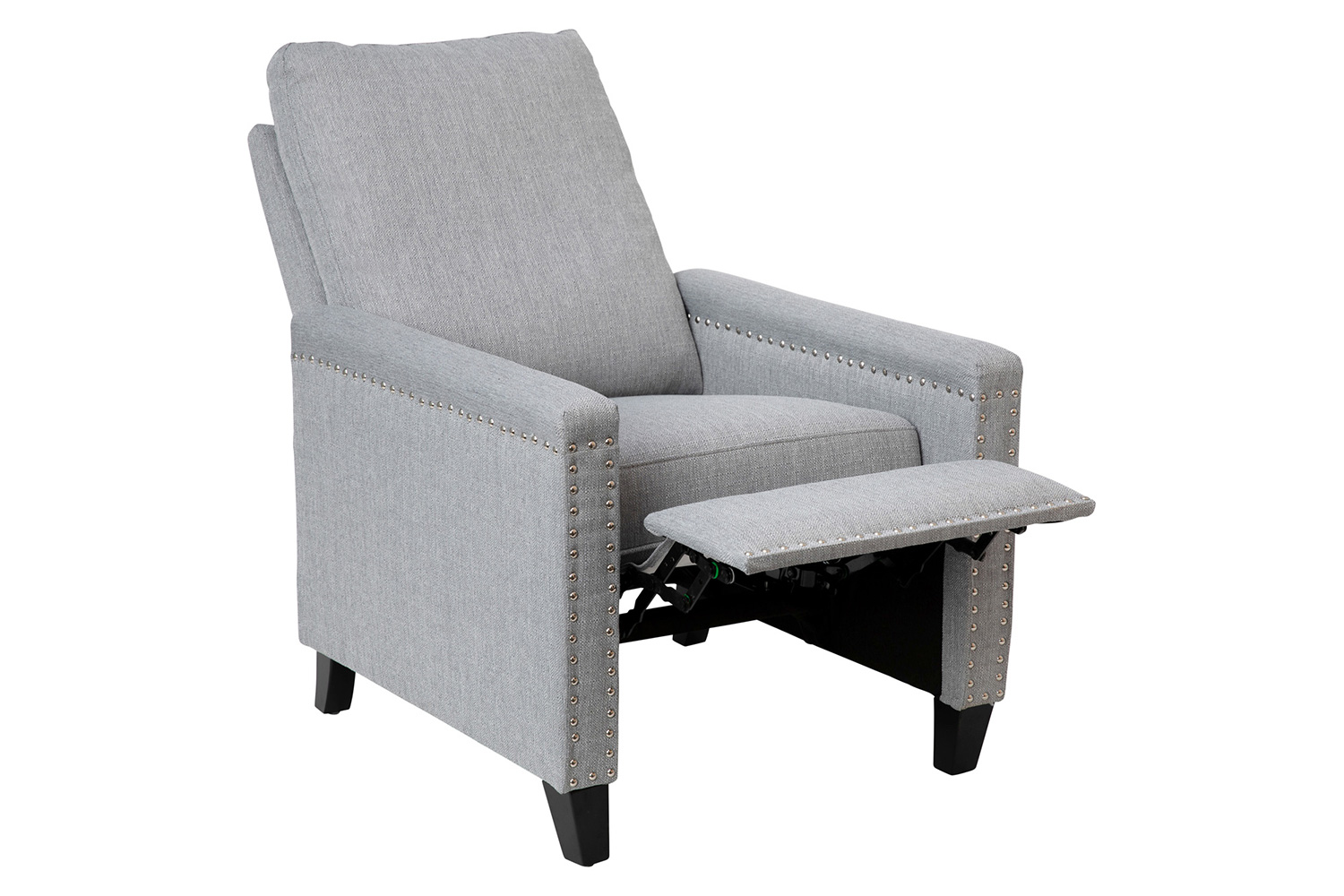 BLNK Carson Transitional Style Fabric Push Back Recliner Chair with Accent Nail Trim - Light Gray