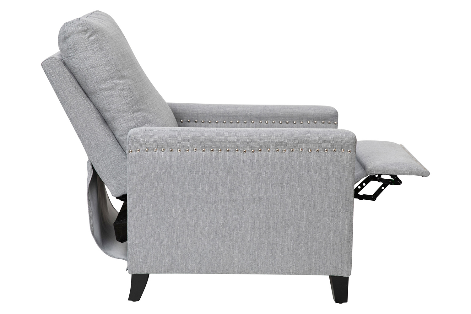 BLNK Carson Transitional Style Fabric Push Back Recliner Chair with Accent Nail Trim - Light Gray