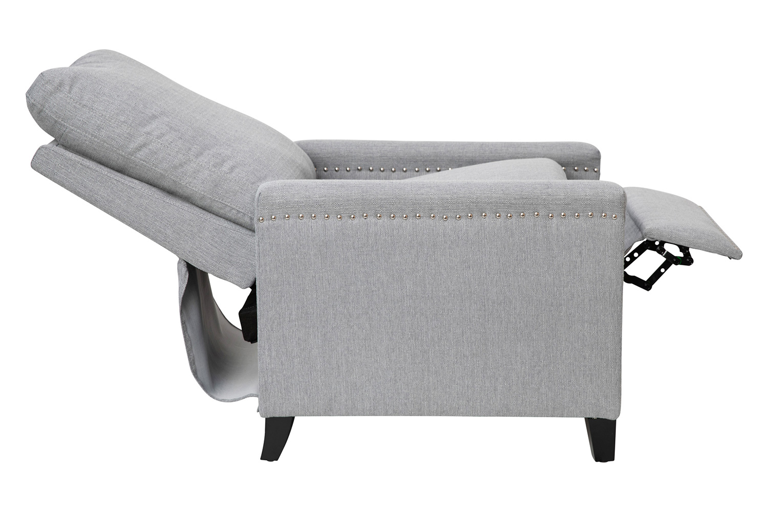 BLNK Carson Transitional Style Fabric Push Back Recliner Chair with Accent Nail Trim - Light Gray