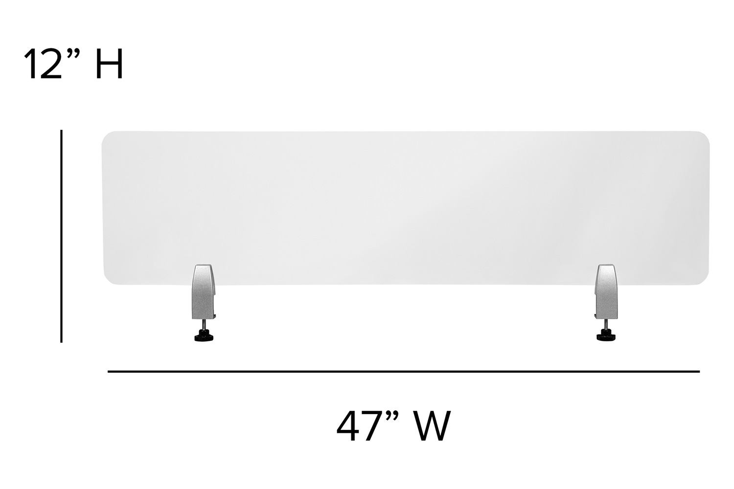 BLNK Halle Clear Acrylic Desk Partition - 12"H x 47"L