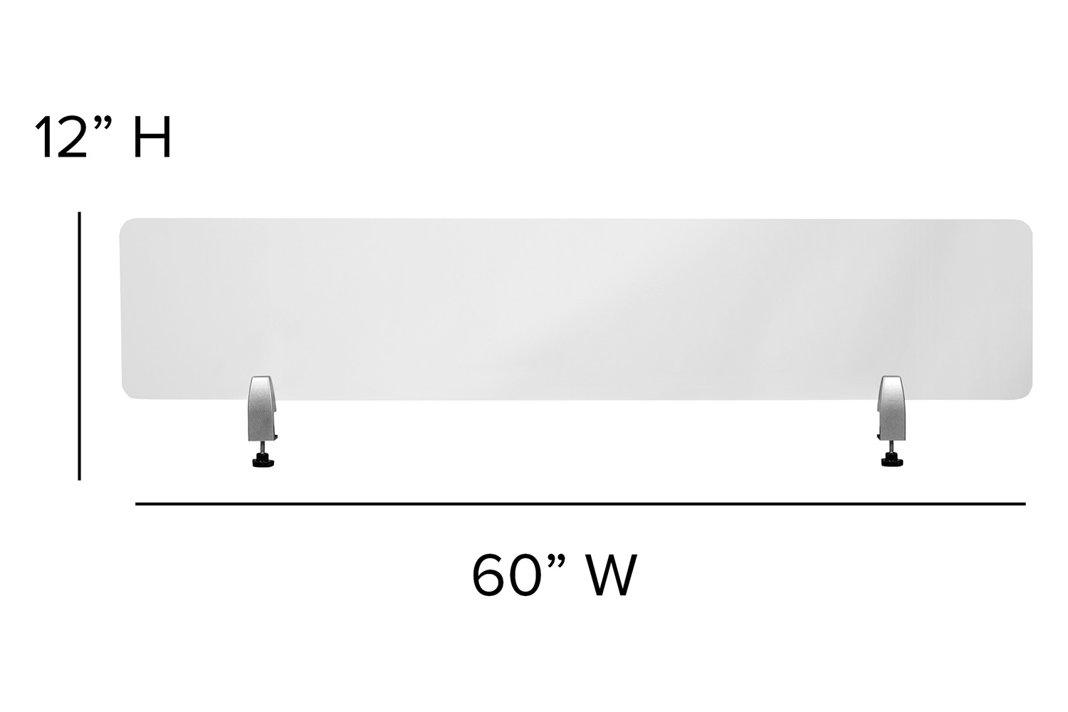 BLNK Halle Clear Acrylic Desk Partition - 12"H x 60"L