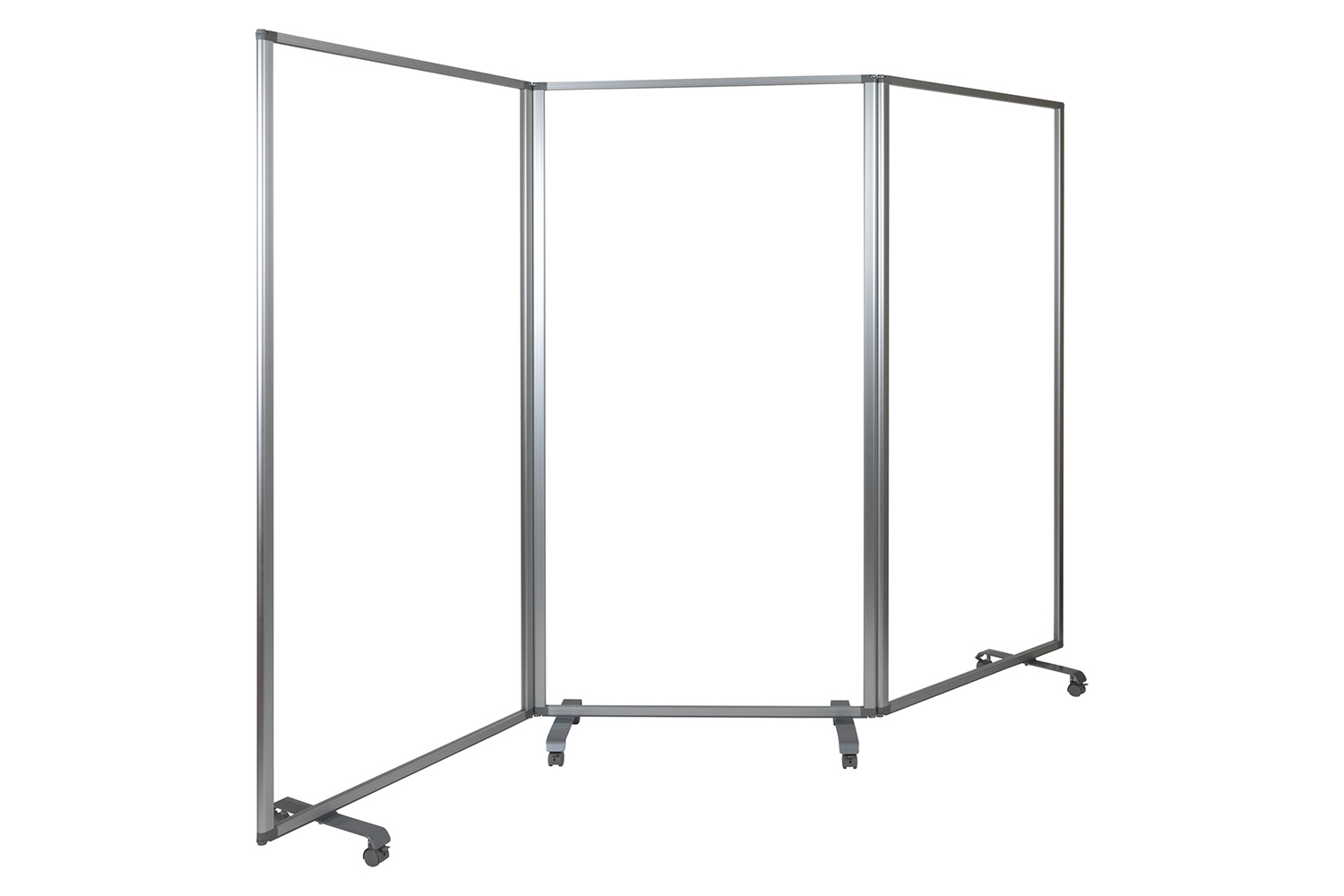 BLNK Raisley 3 Sections Transparent Acrylic Mobile Partition with Lockable Casters