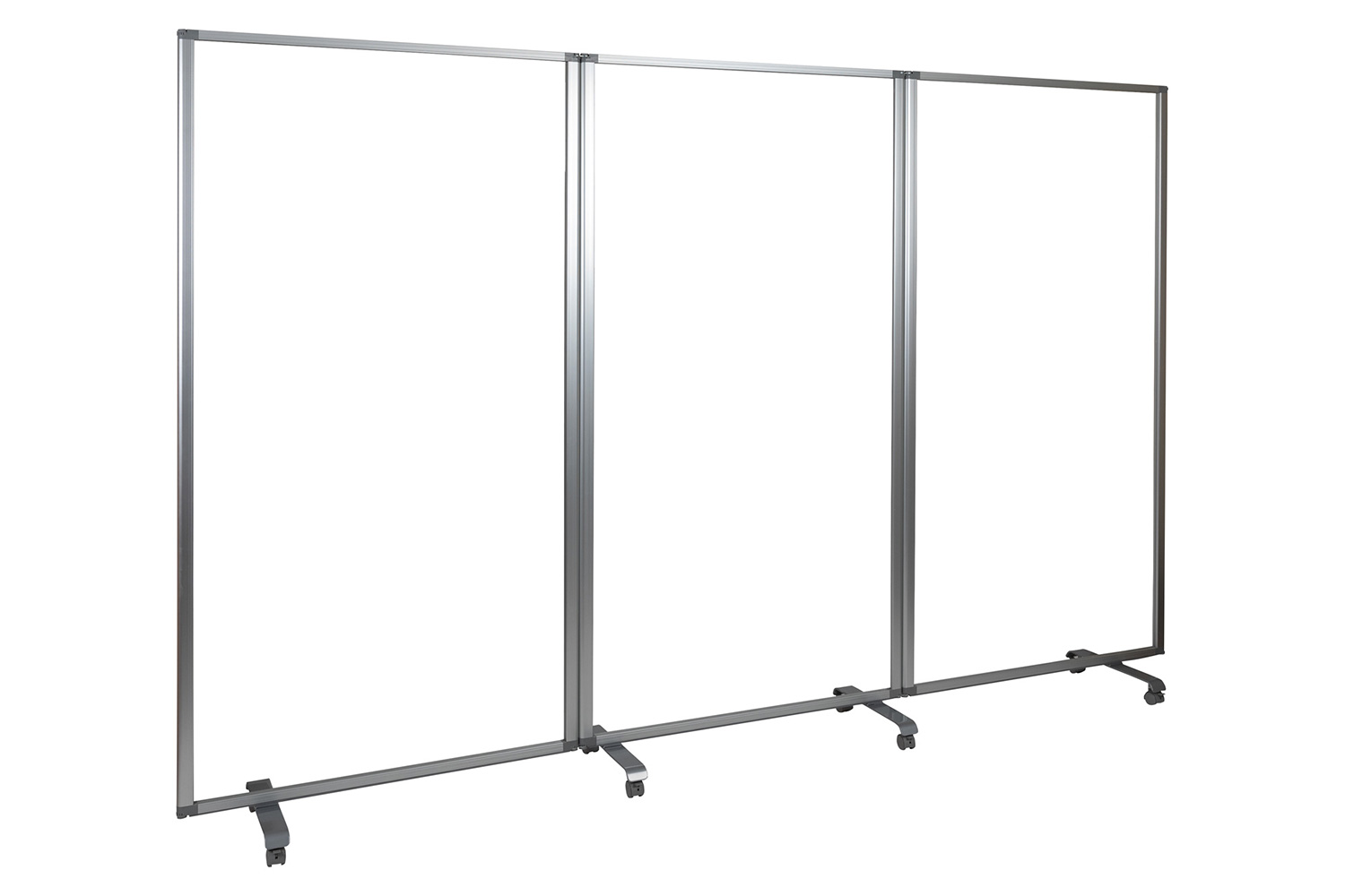 BLNK Raisley 3 Sections Transparent Acrylic Mobile Partition with Lockable Casters - 72"H x 36"L