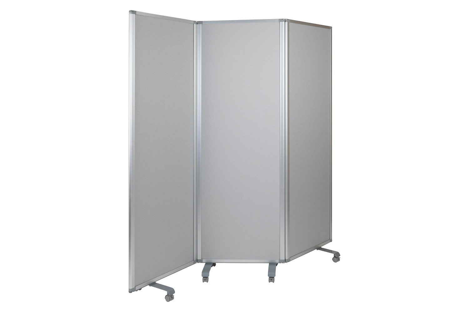 BLNK - Raisley 3 Sections Double Sided Mobile Magnetic Whiteboard/Cloth Partition with Lockable Casters