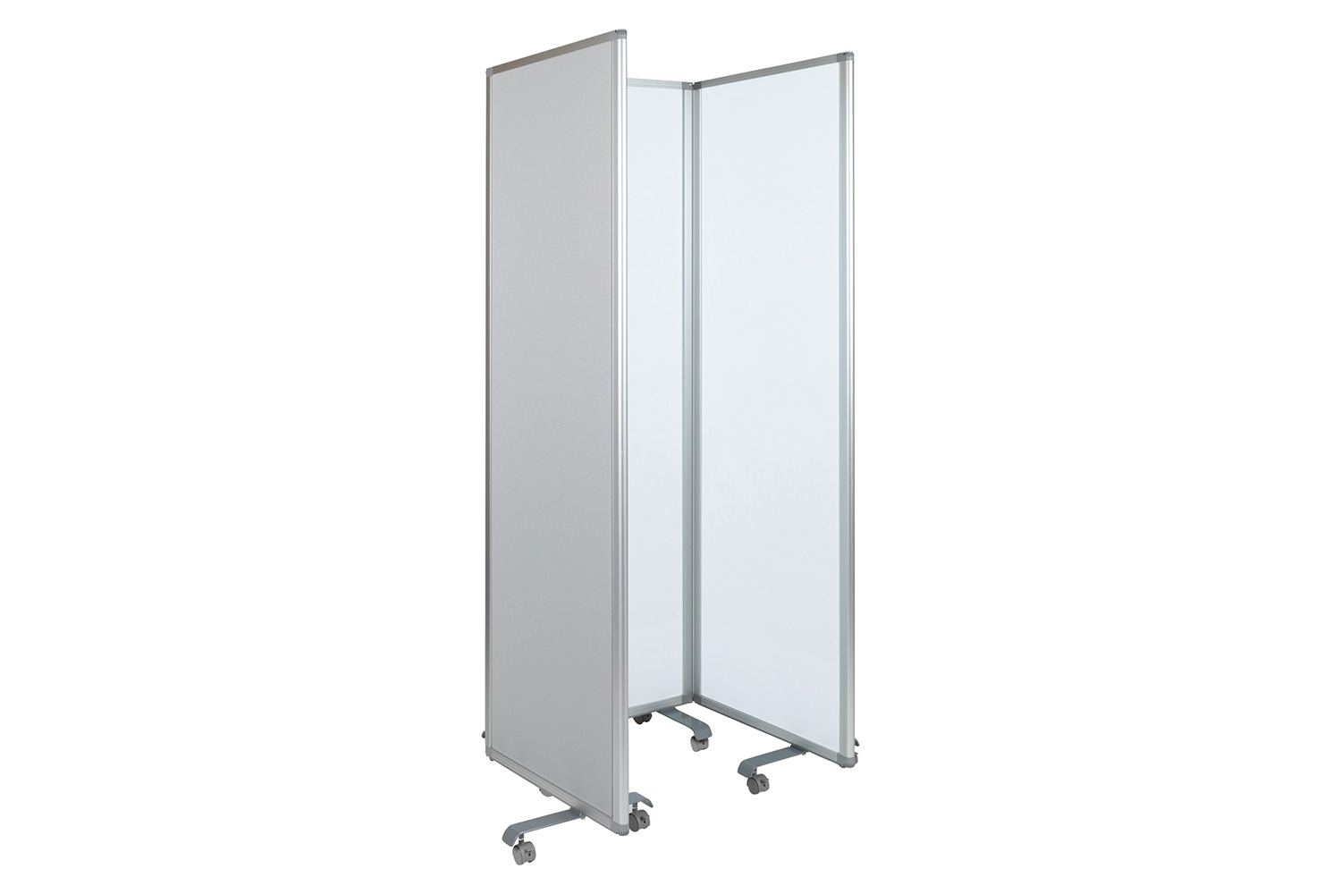 BLNK - Raisley 3 Sections Double Sided Mobile Magnetic Whiteboard/Cloth Partition with Lockable Casters