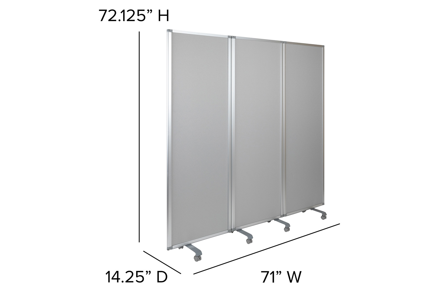 BLNK - Raisley 3 Sections Double Sided Mobile Magnetic Whiteboard/Cloth Partition with Lockable Casters