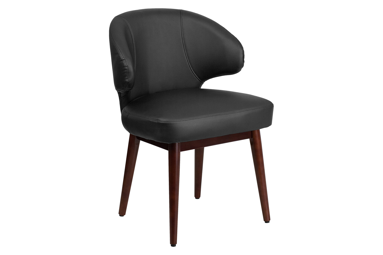 BLNK Comfort Back Series LeatherSoft Side Reception Chair with Walnut Legs - Back