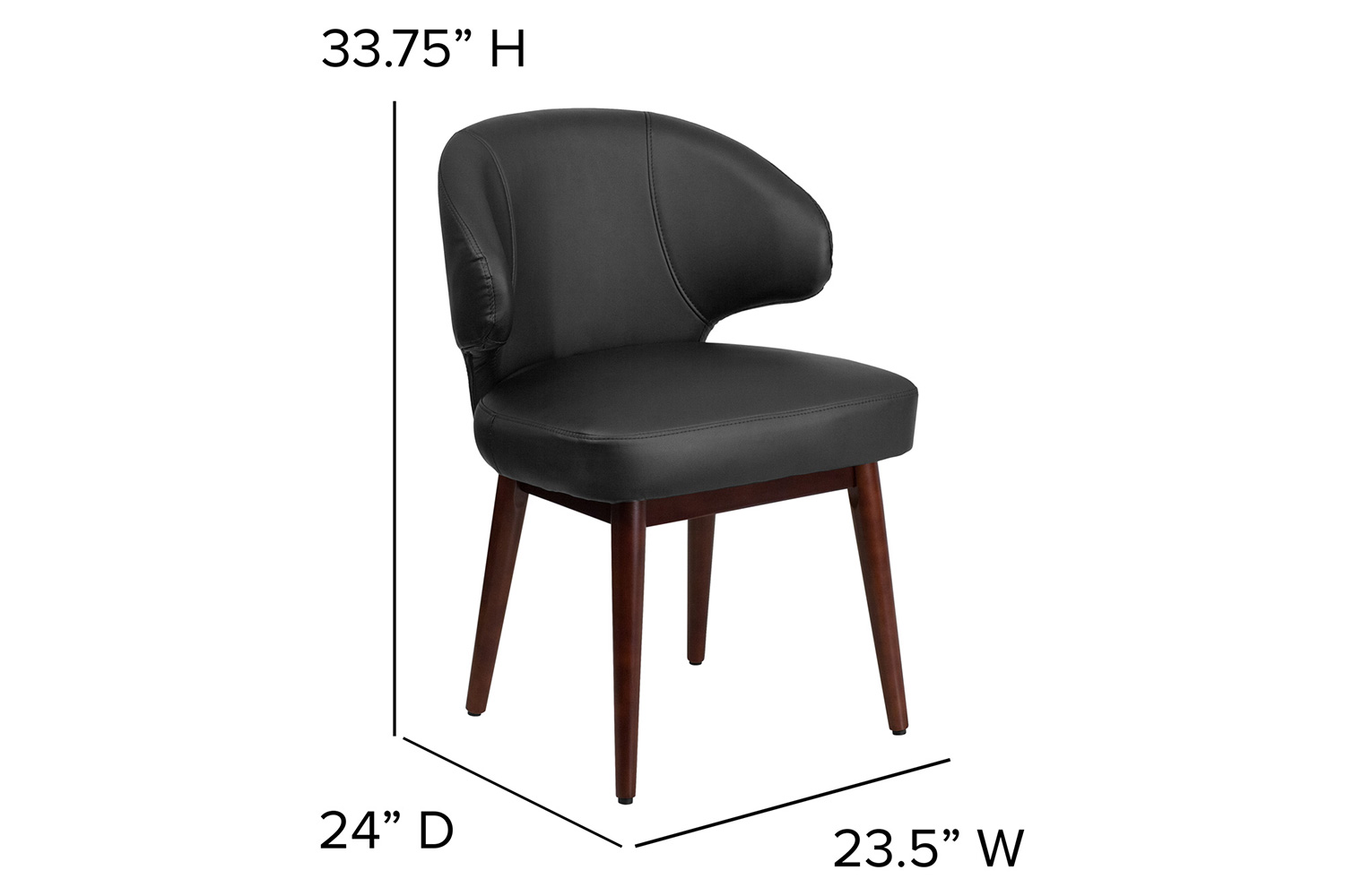 BLNK Comfort Back Series LeatherSoft Side Reception Chair with Walnut Legs - Back