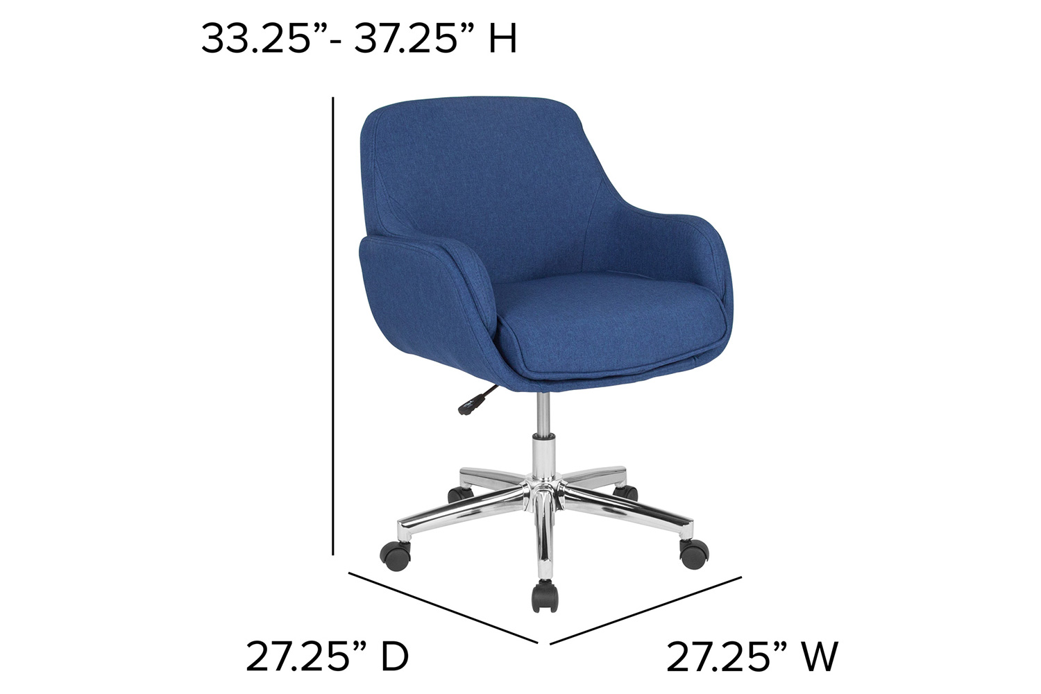 BLNK Rochelle Fabric Mid-Back Home and Office Upholstered Chair - Blue