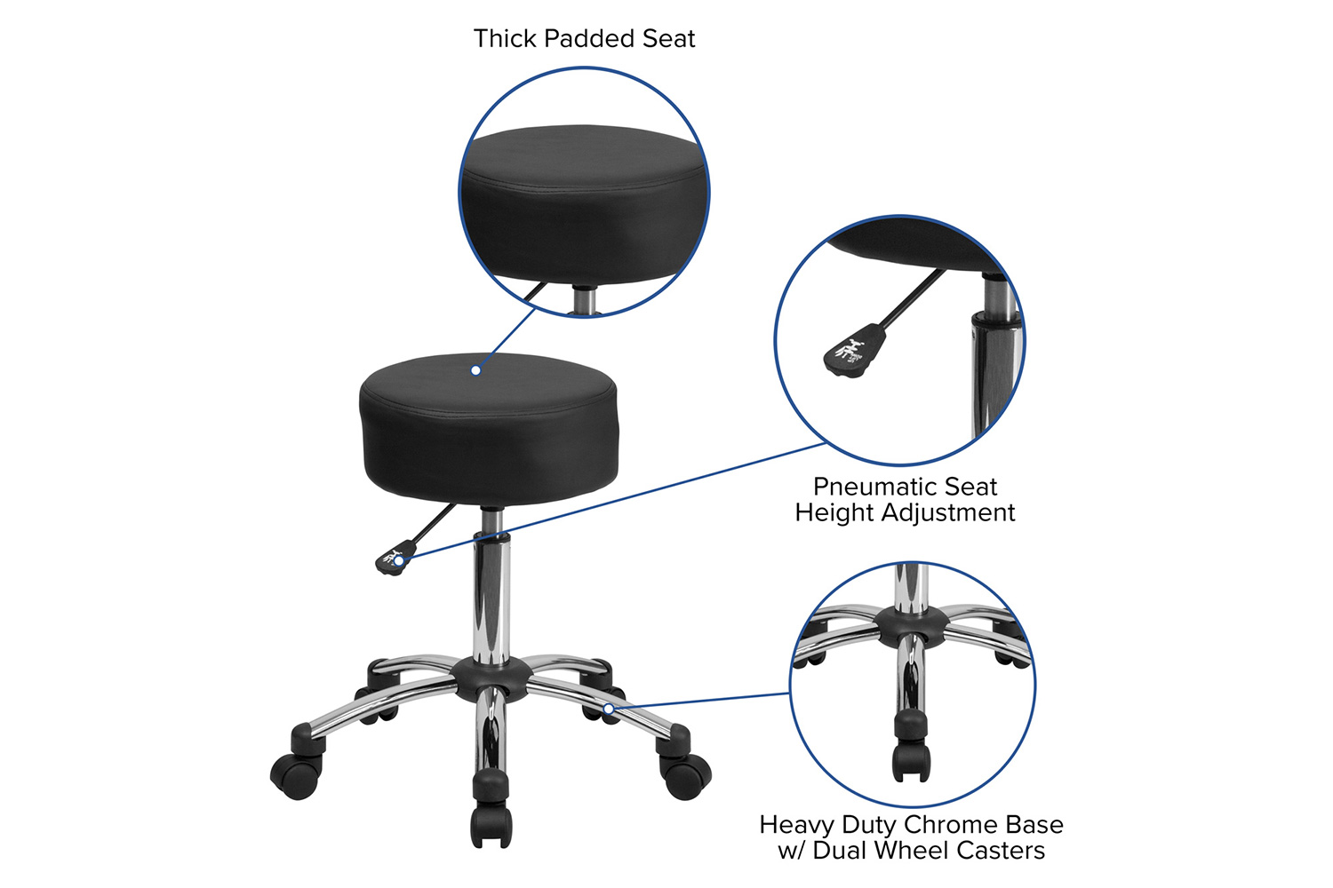 BLNK - Rhonda Medical Ergonomic Stool with Chrome Base