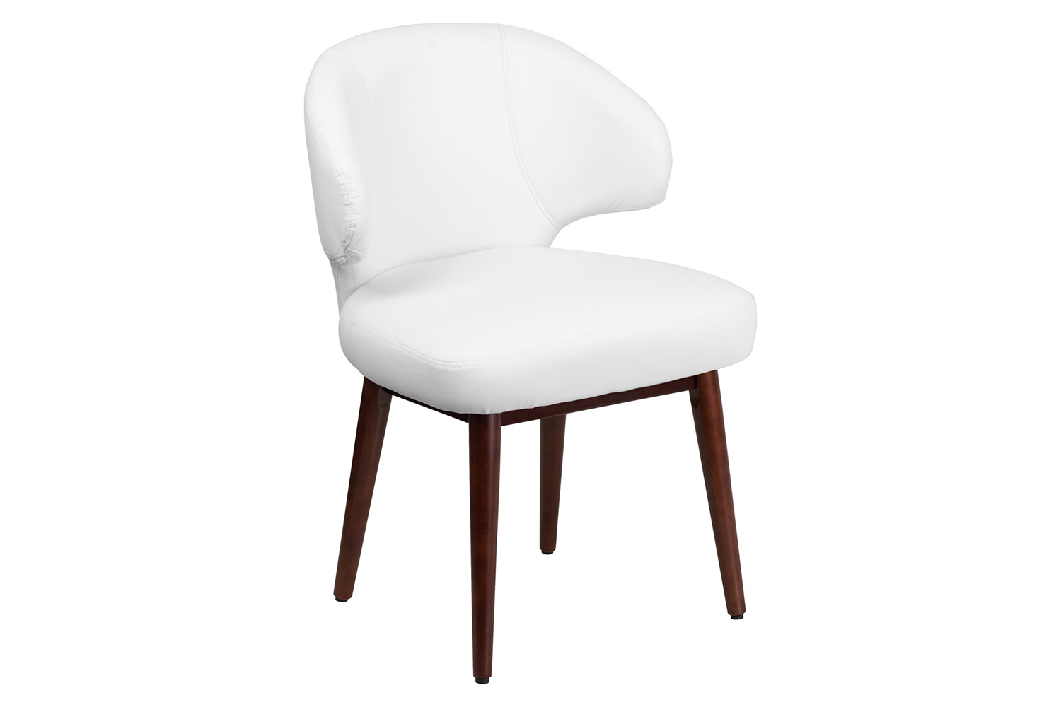 BLNK™ Comfort Back Series LeatherSoft Side Reception Chair with Walnut Legs - White