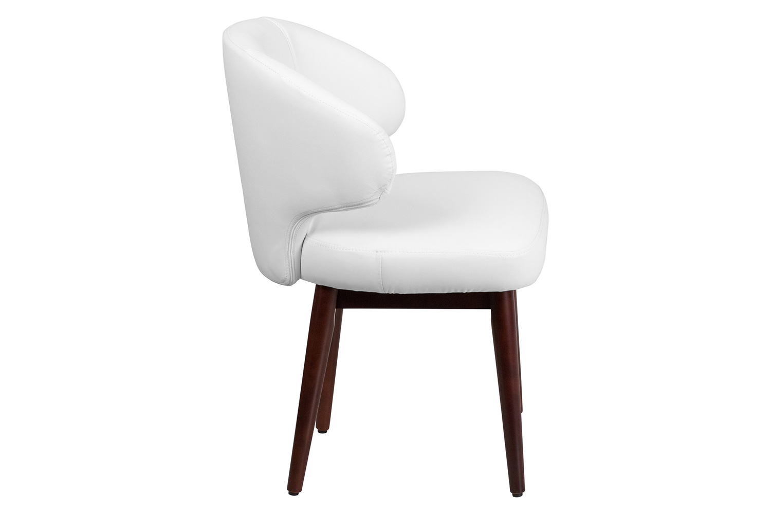 BLNK™ Comfort Back Series LeatherSoft Side Reception Chair with Walnut Legs - White