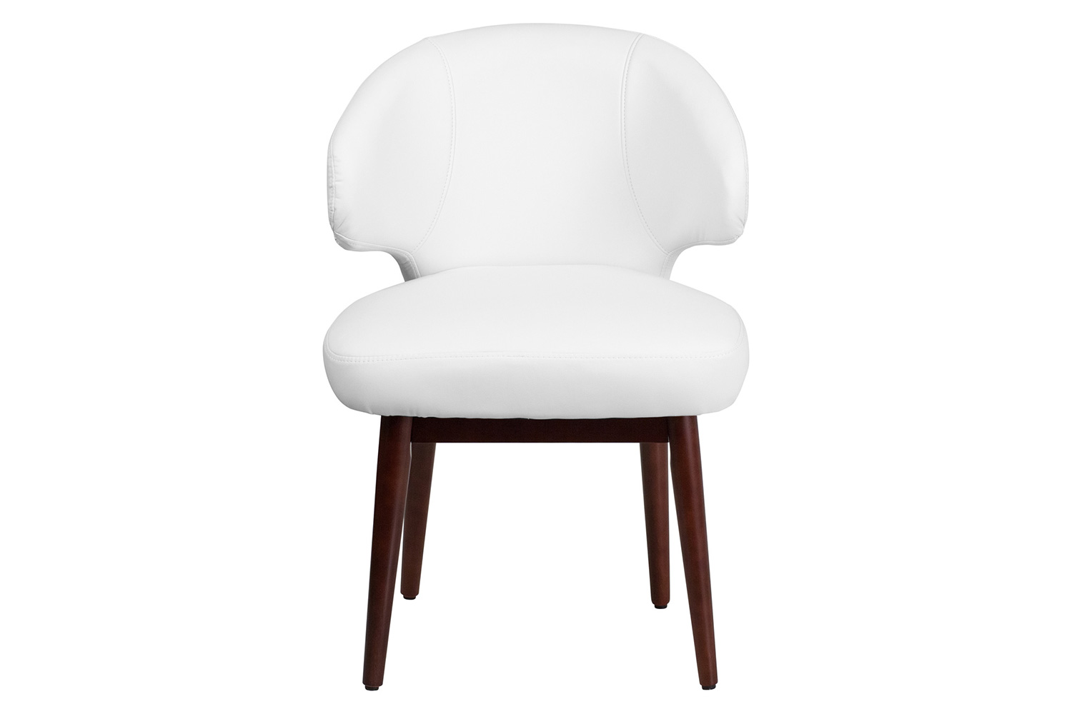 BLNK™ Comfort Back Series LeatherSoft Side Reception Chair with Walnut Legs - White