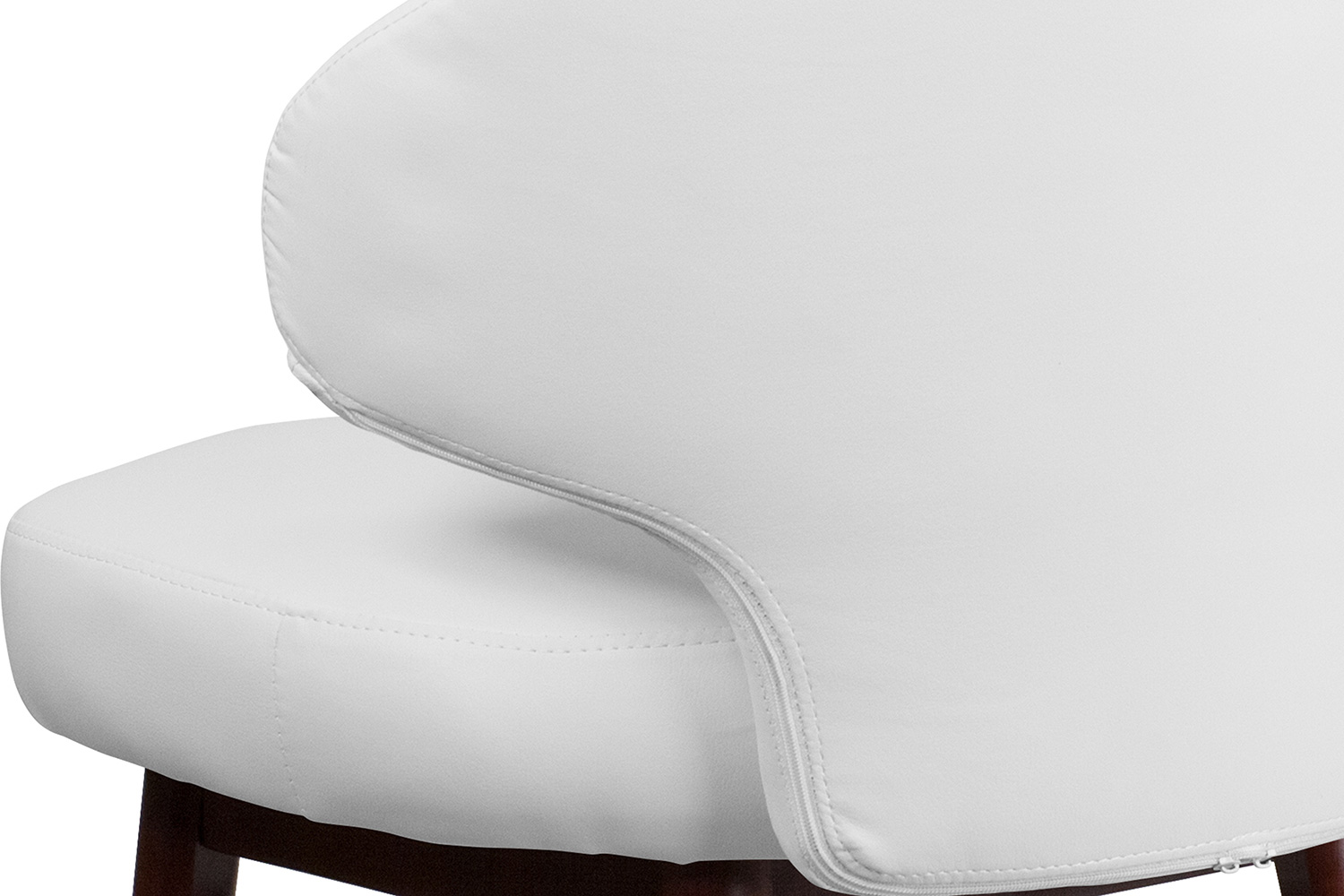 BLNK™ Comfort Back Series LeatherSoft Side Reception Chair with Walnut Legs - White