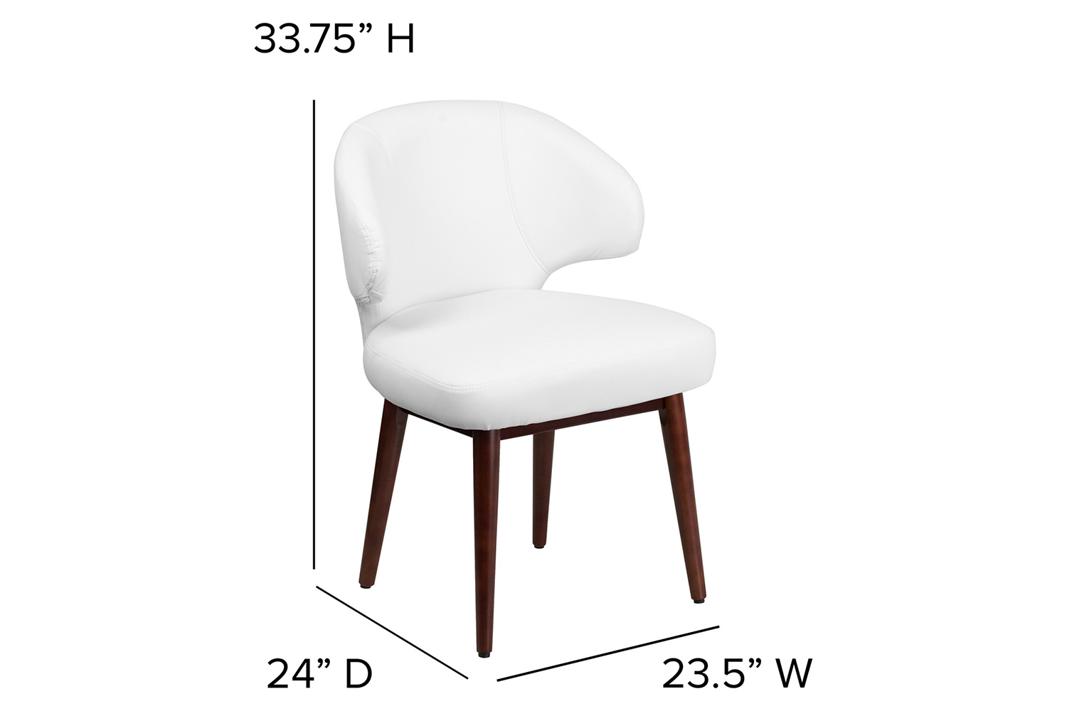 BLNK™ Comfort Back Series LeatherSoft Side Reception Chair with Walnut Legs - White