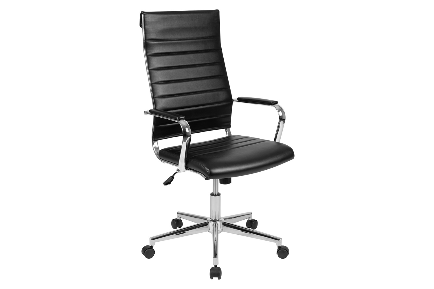 BLNK Hansel LeatherSoft High-Back Contemporary Ribbed Executive Swivel Office Chair - Black