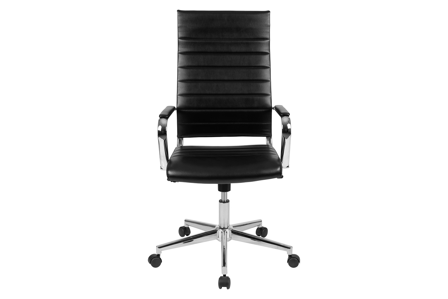 BLNK Hansel LeatherSoft High-Back Contemporary Ribbed Executive Swivel Office Chair - Black