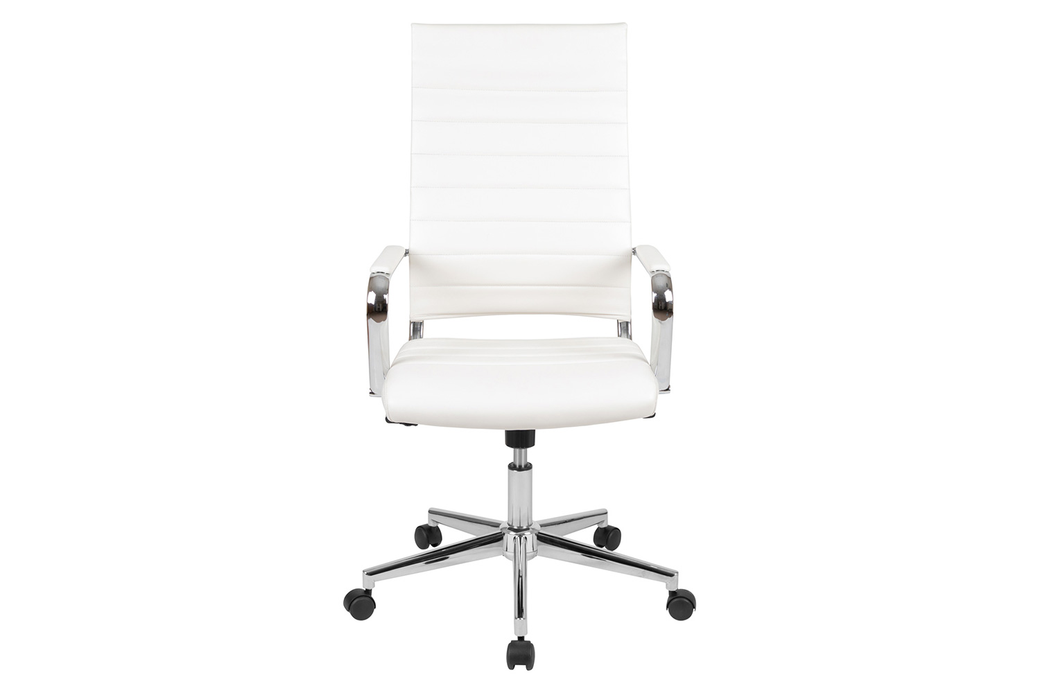 BLNK Hansel LeatherSoft High-Back Contemporary Ribbed Executive Swivel Office Chair - White