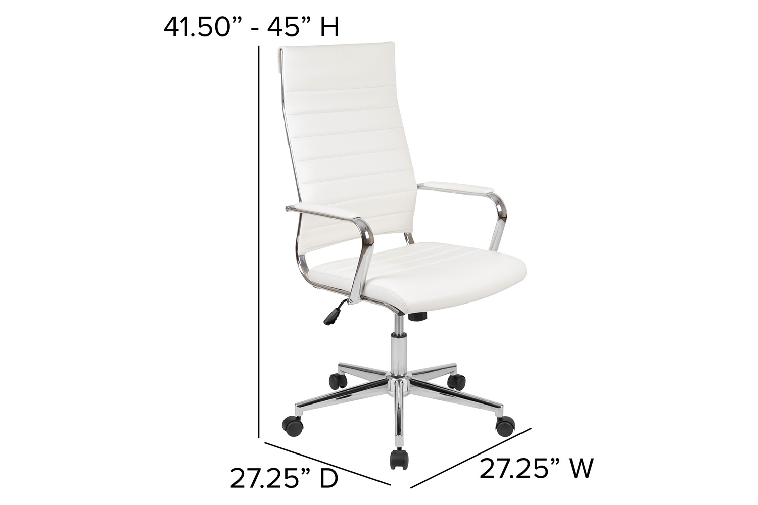 BLNK Hansel LeatherSoft High-Back Contemporary Ribbed Executive Swivel Office Chair - White