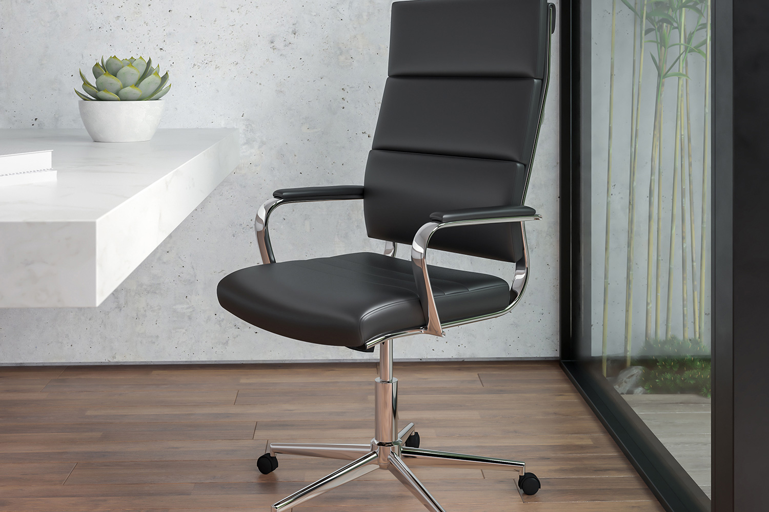 BLNK Hansel LeatherSoft High-Back Contemporary Panel Executive Swivel Office Chair