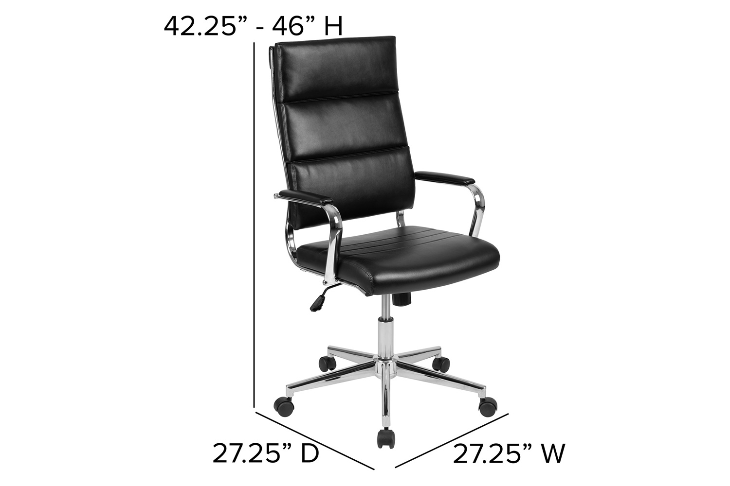 BLNK Hansel LeatherSoft High-Back Contemporary Panel Executive Swivel Office Chair - Black