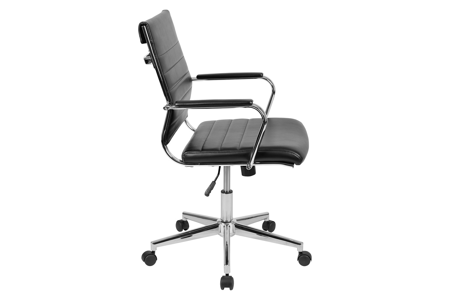 BLNK Hansel LeatherSoft Mid-Back Contemporary Ribbed Executive Swivel Office Chair - Black