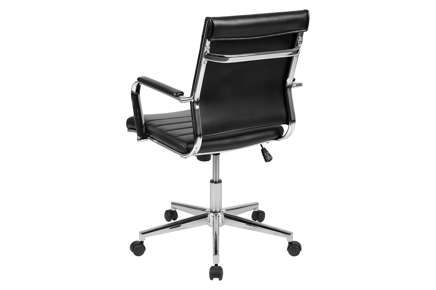 BLNK Hansel LeatherSoft Mid-Back Contemporary Ribbed Executive Swivel Office Chair - Black