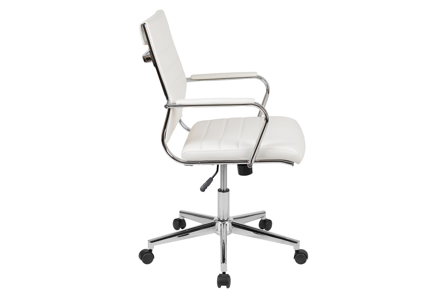 BLNK Hansel LeatherSoft Mid-Back Contemporary Ribbed Executive Swivel Office Chair - White