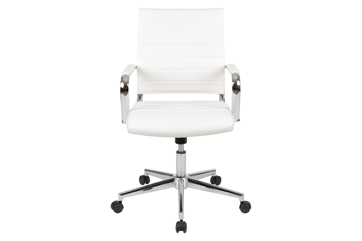 BLNK Hansel LeatherSoft Mid-Back Contemporary Ribbed Executive Swivel Office Chair - White