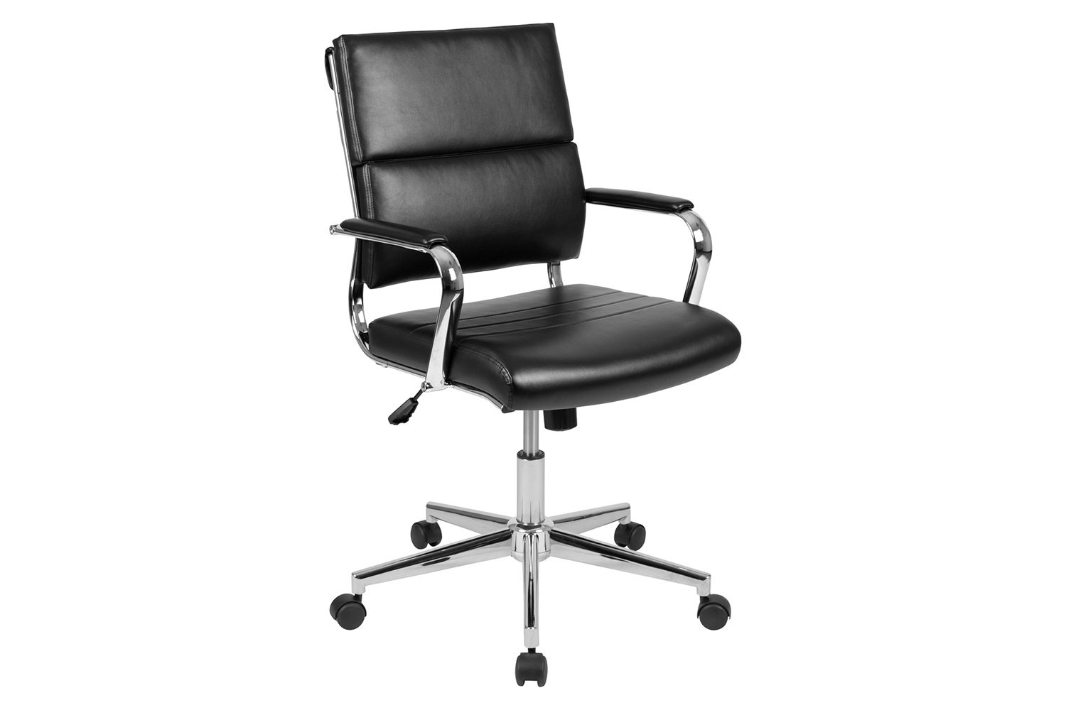 BLNK Hansel LeatherSoft Mid-Back Contemporary Panel Executive Swivel Office Chair - Black