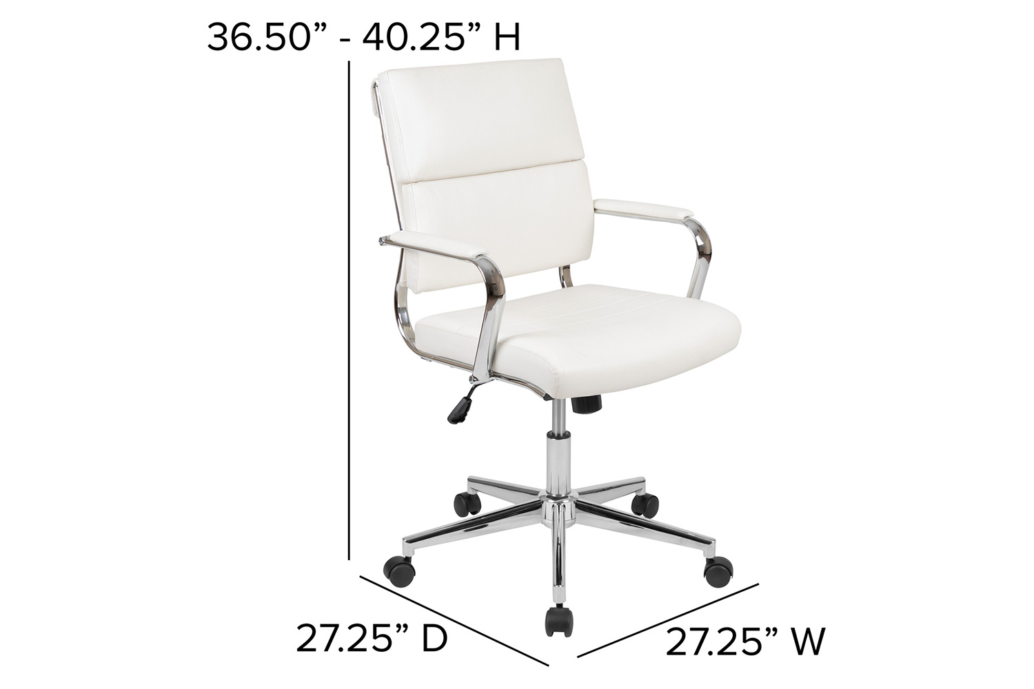 BLNK Hansel LeatherSoft Mid-Back Contemporary Panel Executive Swivel Office Chair - White