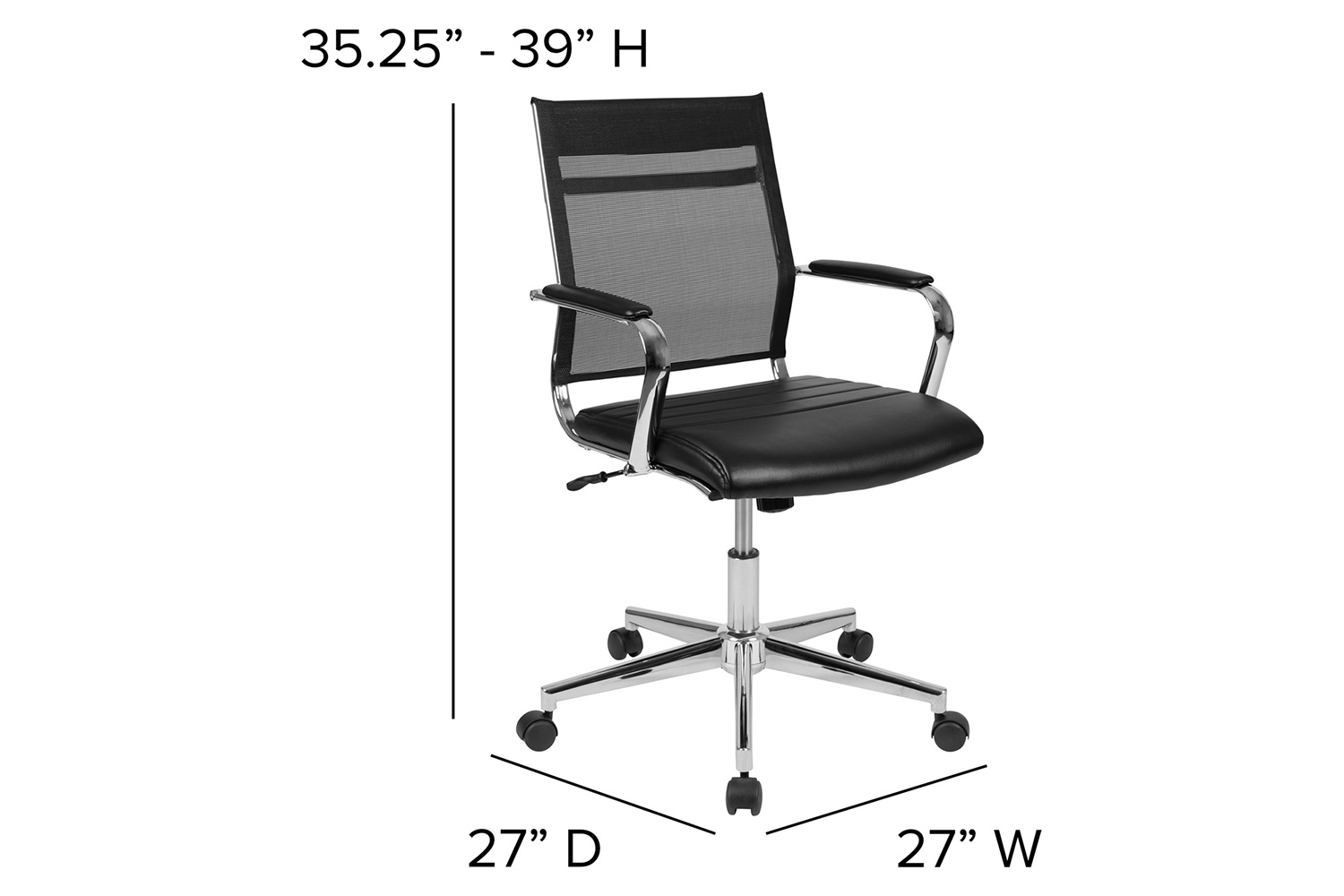 BLNK - Hansel LeatherSoft Mid-Back Mesh Contemporary Executive Swivel Office Chair with Seat