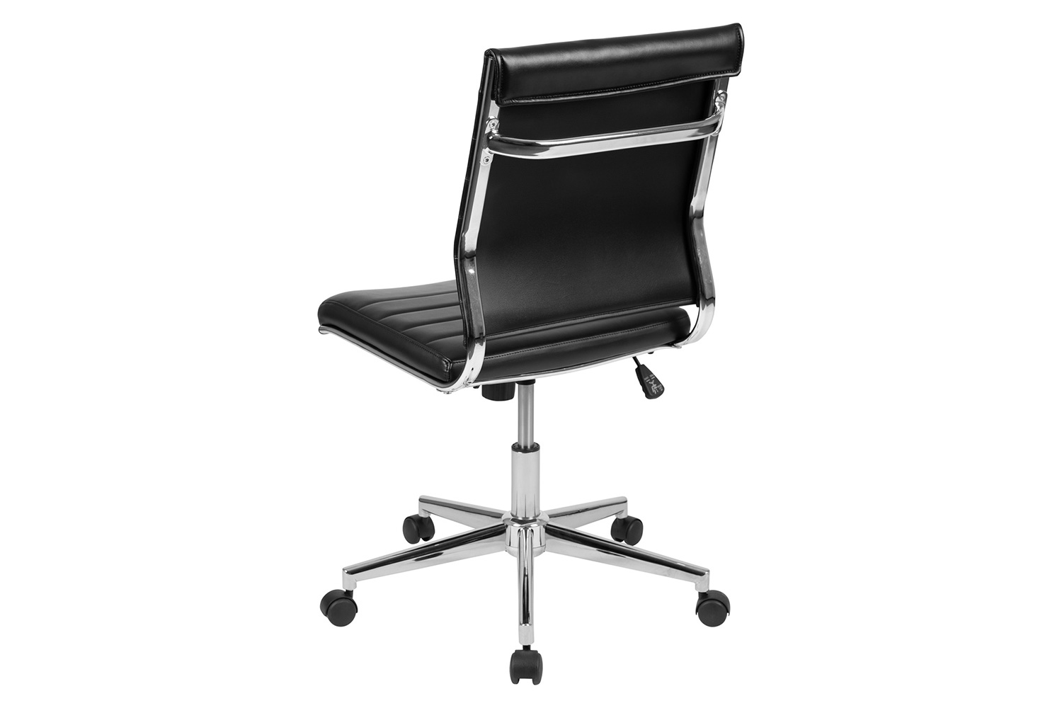 BLNK Hansel LeatherSoft Mid-Back Armless Contemporary Ribbed Executive Swivel Office Chair - Black